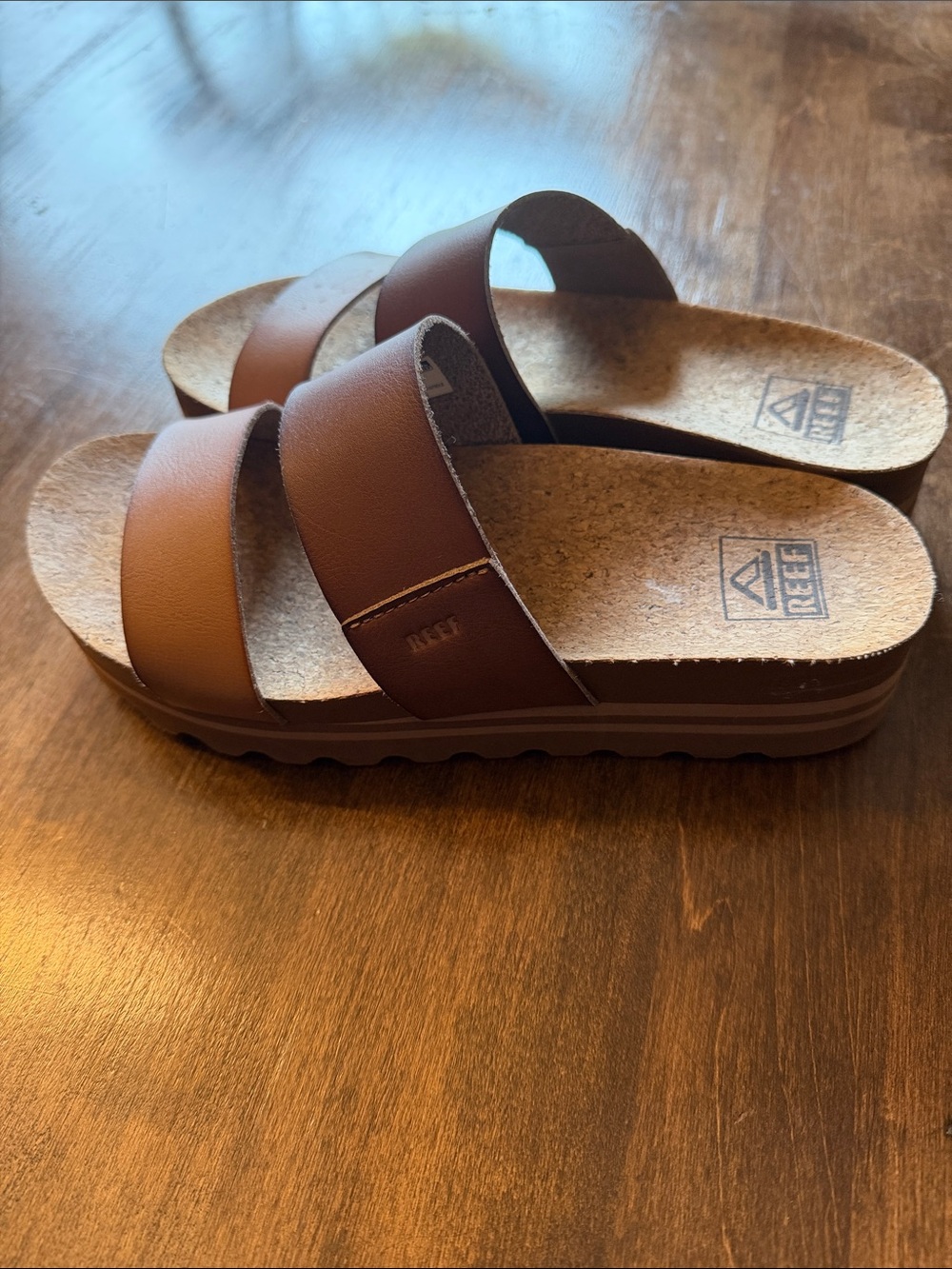 Reef Brown Double-Strap Slide Sandals